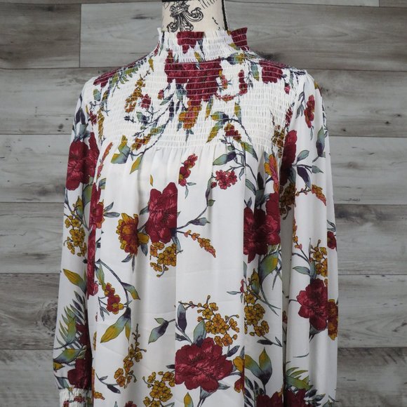 Cure* Women's Smock Top Turtle Neck Keyhole Back Long Sleeve Curved Hem~ Size XL - Picture 1 of 8